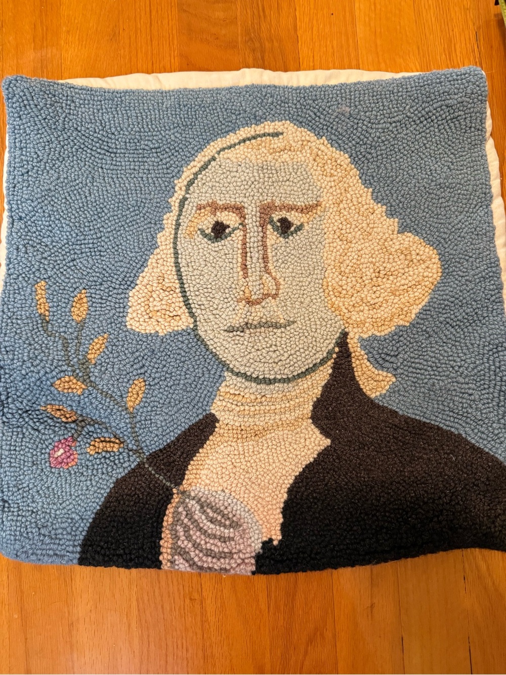 George Washington hook wool pillow cover 18x18
